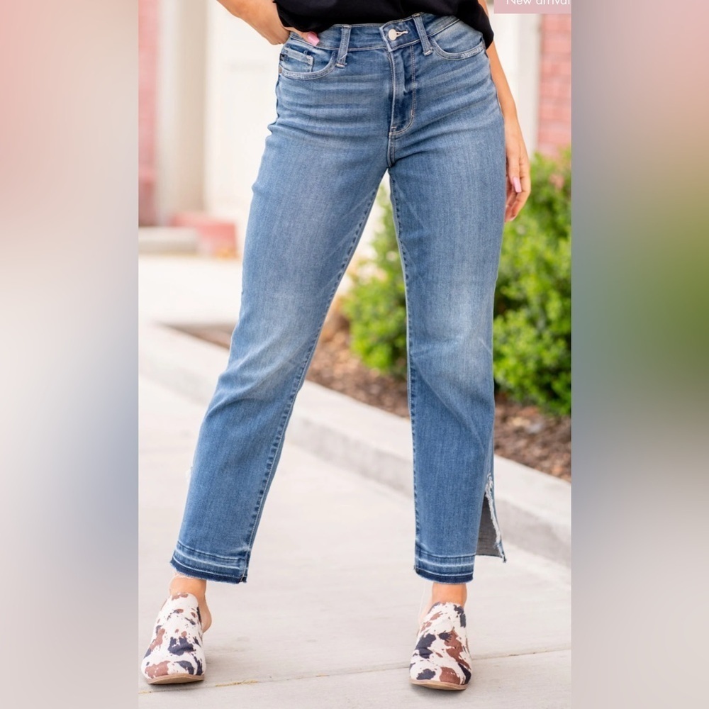 JUDY BLUE NWT High Waisted Straight Fit Released Hem Jeans, Size 5/27
